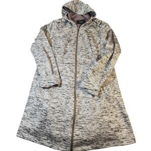 Torrid Jacket Womens 1 Gray Black Hooded Full Zip Long Coat Plus Size Patterned